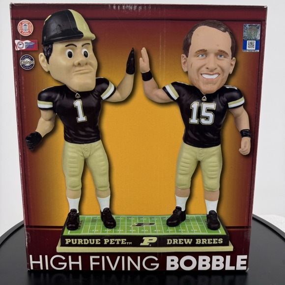 Drew Brees and Purdue Pete Purdue High Five HTF (LE 252 Of 1000) Bobblehead NCAA - Picture 1 of 14